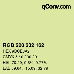 Color code: RGB 220 232 162 | qconv.com