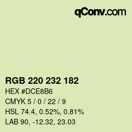 Color code: RGB 220 232 182 | qconv.com