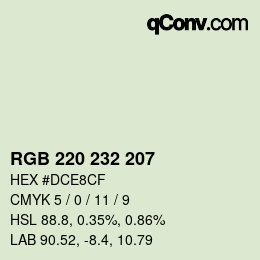 カラーコード: RGB 220 232 207 | qconv.com