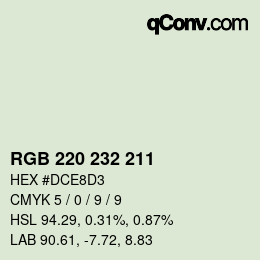 Color code: RGB 220 232 211 | qconv.com