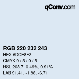 Color code: RGB 220 232 243 | qconv.com