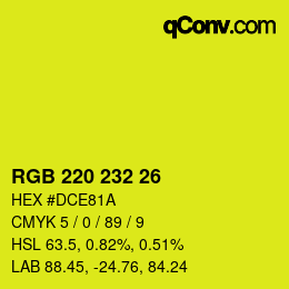 Color code: RGB 220 232 26 | qconv.com