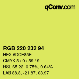 Color code: RGB 220 232 94 | qconv.com