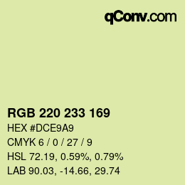 Color code: RGB 220 233 169 | qconv.com