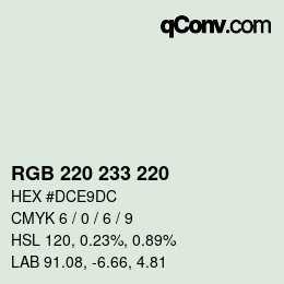 Color code: RGB 220 233 220 | qconv.com