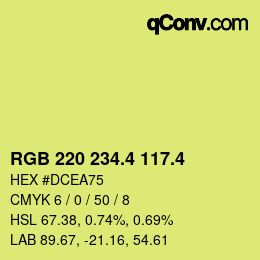 カラーコード: RGB 220 234.4 117.4 | qconv.com