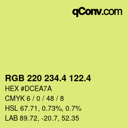 カラーコード: RGB 220 234.4 122.4 | qconv.com