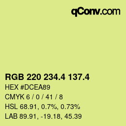 カラーコード: RGB 220 234.4 137.4 | qconv.com