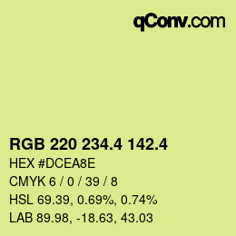 カラーコード: RGB 220 234.4 142.4 | qconv.com