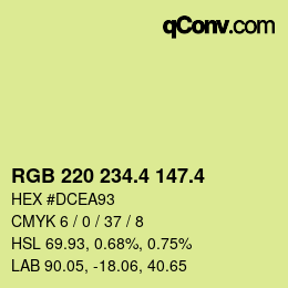 カラーコード: RGB 220 234.4 147.4 | qconv.com