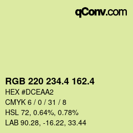 カラーコード: RGB 220 234.4 162.4 | qconv.com