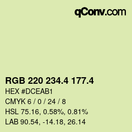 カラーコード: RGB 220 234.4 177.4 | qconv.com