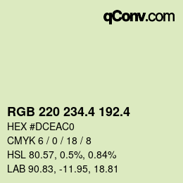 カラーコード: RGB 220 234.4 192.4 | qconv.com