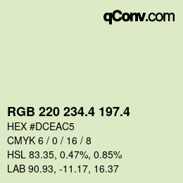カラーコード: RGB 220 234.4 197.4 | qconv.com