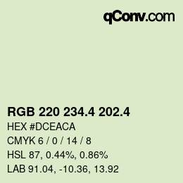 カラーコード: RGB 220 234.4 202.4 | qconv.com