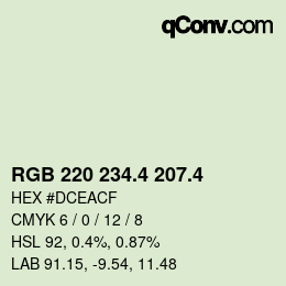 カラーコード: RGB 220 234.4 207.4 | qconv.com