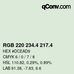 カラーコード: RGB 220 234.4 217.4 | qconv.com