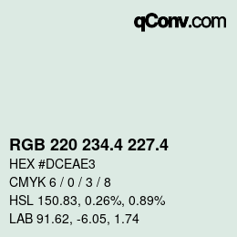 カラーコード: RGB 220 234.4 227.4 | qconv.com