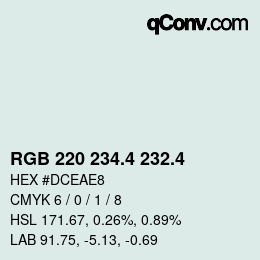 カラーコード: RGB 220 234.4 232.4 | qconv.com
