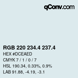カラーコード: RGB 220 234.4 237.4 | qconv.com