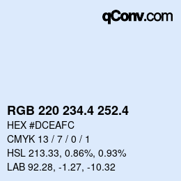 カラーコード: RGB 220 234.4 252.4 | qconv.com