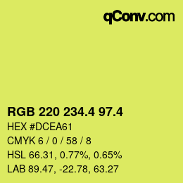 カラーコード: RGB 220 234.4 97.4 | qconv.com