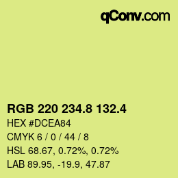 カラーコード: RGB 220 234.8 132.4 | qconv.com