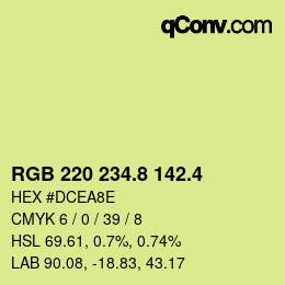カラーコード: RGB 220 234.8 142.4 | qconv.com