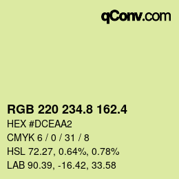カラーコード: RGB 220 234.8 162.4 | qconv.com