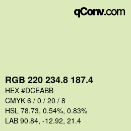 カラーコード: RGB 220 234.8 187.4 | qconv.com