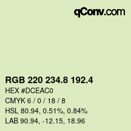 カラーコード: RGB 220 234.8 192.4 | qconv.com