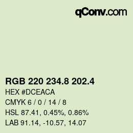 カラーコード: RGB 220 234.8 202.4 | qconv.com