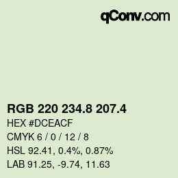 カラーコード: RGB 220 234.8 207.4 | qconv.com
