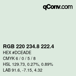 カラーコード: RGB 220 234.8 222.4 | qconv.com