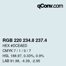 カラーコード: RGB 220 234.8 237.4 | qconv.com