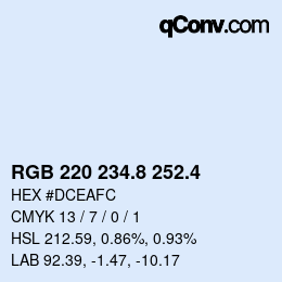 カラーコード: RGB 220 234.8 252.4 | qconv.com