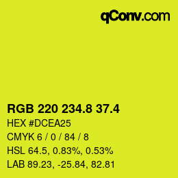 カラーコード: RGB 220 234.8 37.4 | qconv.com