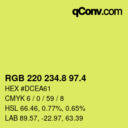 カラーコード: RGB 220 234.8 97.4 | qconv.com