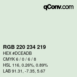 Color code: RGB 220 234 219 | qconv.com