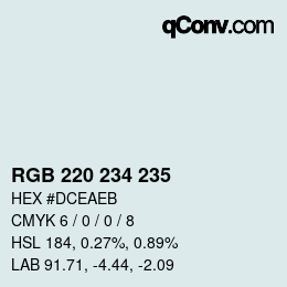 Color code: RGB 220 234 235 | qconv.com