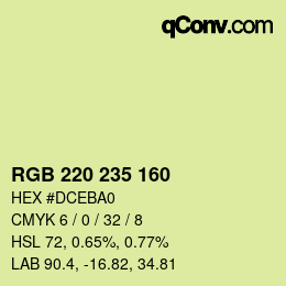 Color code: RGB 220 235 160 | qconv.com