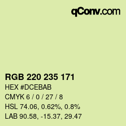 Color code: RGB 220 235 171 | qconv.com
