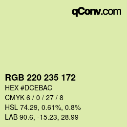 Color code: RGB 220 235 172 | qconv.com