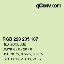 Color code: RGB 220 235 187 | qconv.com