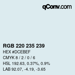Código de color: RGB 220 235 239 | qconv.com