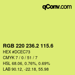 カラーコード: RGB 220 236.2 115.6 | qconv.com