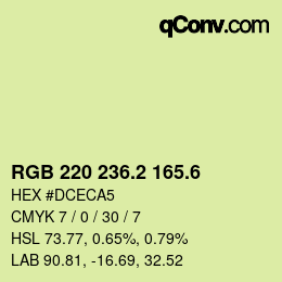 カラーコード: RGB 220 236.2 165.6 | qconv.com