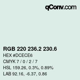 カラーコード: RGB 220 236.2 230.6 | qconv.com
