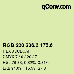 カラーコード: RGB 220 236.6 175.6 | qconv.com