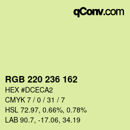 Color code: RGB 220 236 162 | qconv.com
